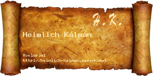 Heimlich Kálmán névjegykártya